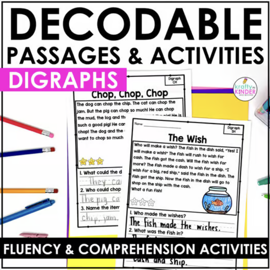 These decodable passages and activities can be found in my TPT store.